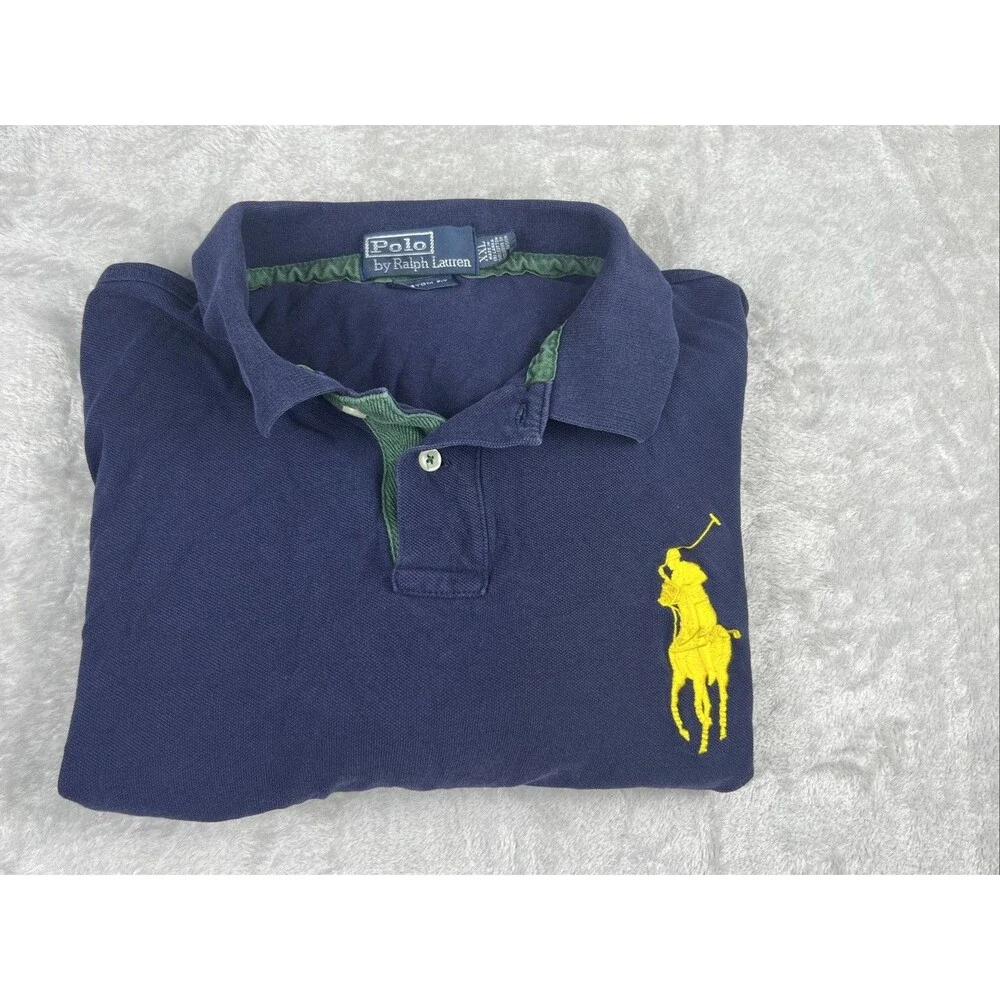 Ralph Lauren Polo Big Pony #3 Blue Polo Shirt Custom Fit XXL